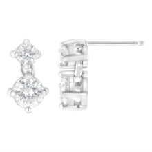 Load image into Gallery viewer, 14K White Gold 1 cttw Double Diamond Stud Earrings (H-I Clarity, SI2-I1 Color)