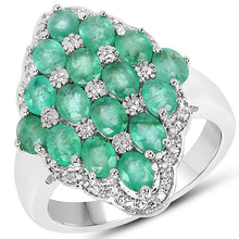 Load image into Gallery viewer, 2.68 Carat Genuine Zambian Emerald and White Zircon .925 Sterling Silver Ring
