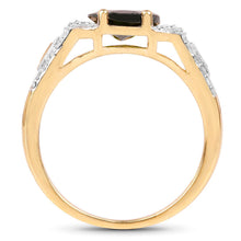 Load image into Gallery viewer, 18K Yellow Gold Plated 2.79 Carat Genuine Chrome Diopside & White Topaz .925 Sterling Silver Ring