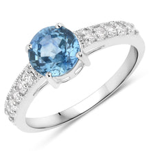 Load image into Gallery viewer, 1.90 Carat Genuine Blue Sapphire and White Diamond 14K White Gold Ring