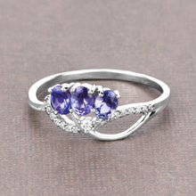 Load image into Gallery viewer, 0.56 Carat Genuine Tanzanite and White Diamond 14K White Gold Ring