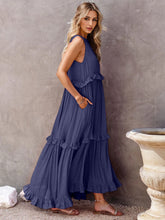 Load image into Gallery viewer, Romantic Ruffled Sleeveless Tiered Maxi Dress with Pockets Elegant & Chic Statement Beautiful Design Dress