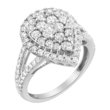 Load image into Gallery viewer, .925 Sterling Silver Diamond Cluster Ring (1 1/2 Cttw, H-I Color, I1-I2 Clarity) - Size 6