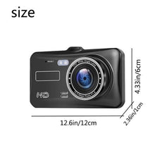 Load image into Gallery viewer, A6T 4-Inch 170° Wide Angle Full HD 1080P Car DVR Dual Lens Dash Cam Rear View Camera Video Recorder with Touch Screen
