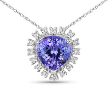 Load image into Gallery viewer, 3.25 Carat Genuine Tanzanite and White Diamond 14K White Gold Pendant