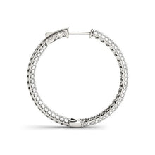 Load image into Gallery viewer, 14k White Gold Two Row Pave Set Diamond Hoop Earrings (7 cttw)