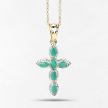 Load image into Gallery viewer, 18K Yellow Gold Plated 0.84 Carat Genuine Emerald .925 Sterling Silver Pendant