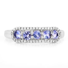 Load image into Gallery viewer, 0.61 Carat Genuine Tanzanite and White Diamond 14K White Gold Ring