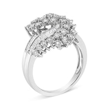 Load image into Gallery viewer, 10K White Gold 1/2 Cttw Round and Baguette-Cut "S" Shaped Bypass Cocktail Ring (I-J Color, I1-I2 Clarity) - Size 7