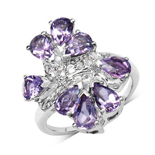 Load image into Gallery viewer, 3.08 Carat Genuine Amethyst & White Topaz .925 Sterling Silver Ring