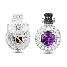 Load image into Gallery viewer, 2.29 Carat Genuine Amethyst, Black Diamond and White Diamond .925 Sterling Silver Earrings
