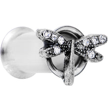 Load image into Gallery viewer, 2G Clear Gem Steel Hi Sky Dragonfly Double Flare Tunnel Plug Set