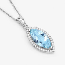 Load image into Gallery viewer, 2.55 Carat Genuine Aquamarine and White Diamond 14K White Gold Pendant