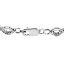 Load image into Gallery viewer, .925 Sterling Silver Prong Set Diamond Accent Curved Spiral Link Bracelet (I-J Color, I3 Clarity) - 7.25"