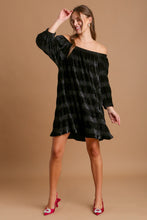 Load image into Gallery viewer, Off-Shoulder Balloon Sleeve Velvet Mini Dress β Glamorous Off-Shoulder Design, Playful Balloon Sleeves, Luxurious Velvet Fabric, Elegant & Sexy Mini Dress for Parties and Date Nights