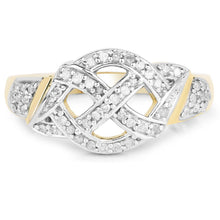 Load image into Gallery viewer, 14K Yellow Gold Plated 0.21 Carat Genuine White Diamond .925 Sterling Silver Ring