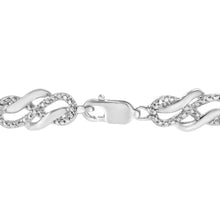 Load image into Gallery viewer, .925 Sterling Silver Prong Set Diamond Accent Infinity Weave Link 7.25" Bracelet (I-J Color, I3 Clarity)