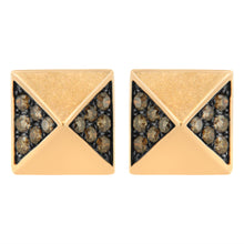 Load image into Gallery viewer, 14K Rose Gold 1/4 Cttw Brown Diamond Pyramid Stud Earring (Brown Color, SI1-SI2 Clarity)