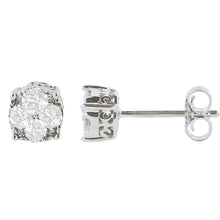 Load image into Gallery viewer, .925 Sterling Silver 1/2 cttw Prong Set Round-Cut Diamond Cluster Stud Earring (I-J Color, I2-I3 Clarity)