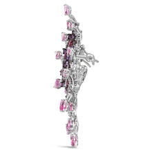 Load image into Gallery viewer, 18K White Gold 1.00 Cttw Diamond, Ruby Sapphire, and Amethyst Mixed Gemstone Butterfly Brooch Pin (G-H Color, VS1-VS2 Clarity)