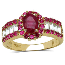 Load image into Gallery viewer, 2.89 Carat Glass Filled Ruby, Created Ruby and White Topaz .925 Sterling Silver Ring