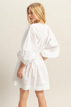 Load image into Gallery viewer, New Plunge Balloon Sleeve Poplin Mini Dress with Pockets For Summer Bold, Elegant, Sexy, Trendy, and Practical with Dramatic Balloon Sleeves and Plunging Neckline for a Fashion-Forward Look