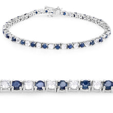 Load image into Gallery viewer, 6.87 ct. t.w. Blue Sapphire and White Topaz Bracelet in Sterling Silver