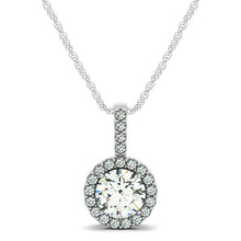 Load image into Gallery viewer, 14k White Gold Diamond Halo Round Style Pendant (5/8 cttw)