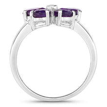 Load image into Gallery viewer, 1.35 Carat Genuine Amethyst and Created White Sapphire .925 Sterling Silver Ring