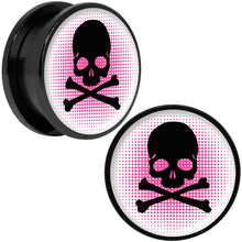 Load image into Gallery viewer, Pink Black Skull Black Anodized Screw Fit Plug Set 20mm