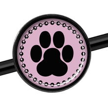 Load image into Gallery viewer, 14G Black on Pink Paw Print Black Industrial Barbell 37mm