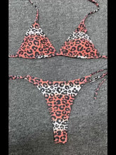 Load image into Gallery viewer, Bikini Leopard Print 2 Piece Swimsuit for Women – High Cut Lace-Up Backless Flattering Bikini Set with Halter Spaghetti Strap – Stretchy Sexy and Stylish Swimwear for Pool Beach and Summer Vacation