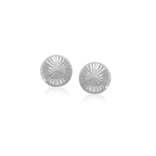 Load image into Gallery viewer, 14k White Gold Textured Flat Style Stud Earrings