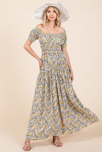 Load image into Gallery viewer, New Summer Flower Print Puff Sleeve Gathered Maxi Dress β Romantic and Feminine Floral Dress with Dramatic Sleeves