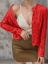 Load image into Gallery viewer, Elegant Women Full-Size Sequin Open Front Cropped Jacket With Glamorous Sparkle Luxury Women Party Jacket