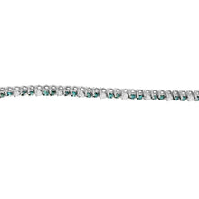 Load image into Gallery viewer, 14K White Gold 4 5/8 Cttw Alternating White and Blue Diamond Martini Set Tennis Bracelet (H-I Color, I1-I2 Clarity) - 7" Inches