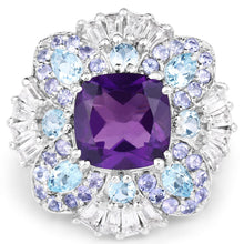 Load image into Gallery viewer, 8.38 Carat Genuine Multi Stones .925 Sterling Silver Ring