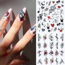Load image into Gallery viewer, Abstract Lady Face Water Decals Fruit Flower Summer Leopard Alphabet Leaves Nail Stickers Water Black Leaf Sliders Marble Nail Art Stickers Water Transfer Nail Decals Full Wraps Gradient Acrylic Nail Kits for Women Manicure Decoration