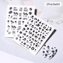 Load image into Gallery viewer, Abstract Lady Face Water Decals Fruit Flower Summer Leopard Alphabet Leaves Nail Stickers Water Black Leaf Sliders Marble Nail Art Stickers Water Transfer Nail Decals Full Wraps Gradient Acrylic Nail Kits for Women Manicure Decoration