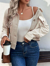 Load image into Gallery viewer, Women's Houndstooth Button-Up Long Sleeve Jacket – Chic & Pocketed Lightweight Outerwear