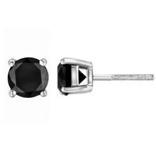 Load image into Gallery viewer, .925 Sterling Silver 4.00 Cttw Round Brilliant-Cut Black Diamond Bezel-Set Stud Earrings with Screw Backs (Fancy Color-Enhanced, I2-I3 Clarity)