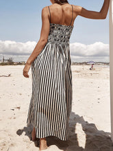 Load image into Gallery viewer, Black White Striped Square Neck Cami Dress Elegant Summer Dress for Women Charming Design Dress