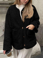 Load image into Gallery viewer, Modern Cozy Women Luxuriously Cozy Contrast Button Up Sherpa Jacket with Pockets For Fall & Winter