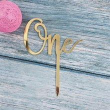 Load image into Gallery viewer, Acrylic One Cake Topper Top Cake One Cake Topper Birthday Cake Topper Double Sided For Anniversaries And Parties Birthday Party Cupcake Toppers Flags Wedding Baby Shower Supplies Lovely Baking Dessert Decorations