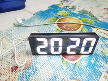 Load image into Gallery viewer, Acrylic/Mirror Alarm Clock LED Digital Clock Voice Control Snooze Time Temperature Display Night Mode Digital Alarm Clock, LED Bedside Clock with 6-Level Brightness Dual Alarm Adjustable Volume with 3 Alarm Sound Alarm Clock for Bedroom Office