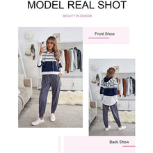Load image into Gallery viewer, Actloe Women Long Sleeve Striped Color Block Casual Hoodies