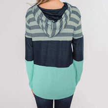 Load image into Gallery viewer, Actloe Women Long Sleeve Striped Color Block Casual Hoodies