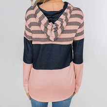 Load image into Gallery viewer, Actloe Women Long Sleeve Striped Color Block Casual Hoodies