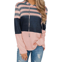 Load image into Gallery viewer, Actloe Women Long Sleeve Striped Color Block Casual Hoodies