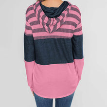 Load image into Gallery viewer, Actloe Women Long Sleeve Striped Color Block Casual Hoodies